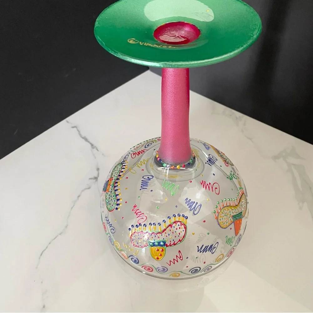 Jumbo Smithereens Margarita Glass Painted by Vikki